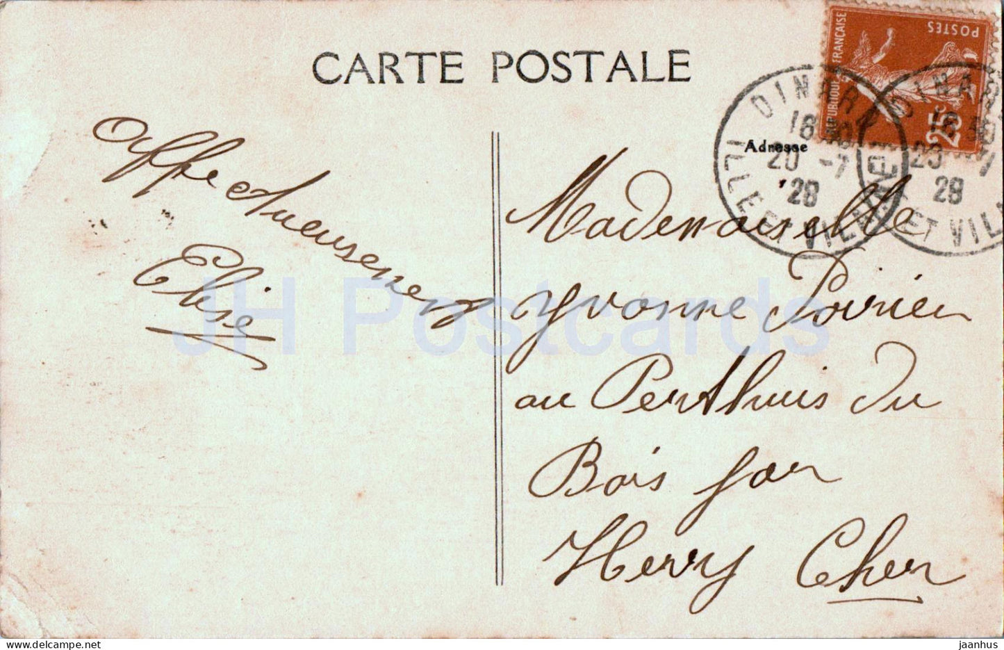 Port Breton - Dinard - Le Château - château - carte postale ancienne - 1928 - France - occasion