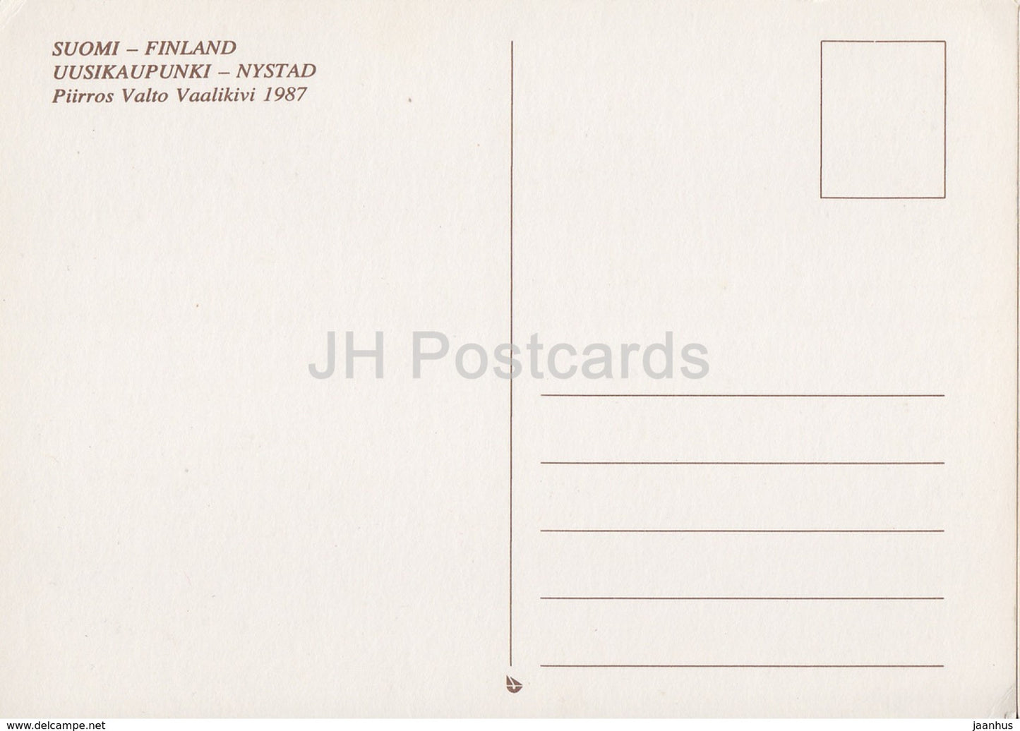 illustrated Uusikaupunki map by P. Vaalikivi - 1987 - city map - Finland - unused - JH Postcards