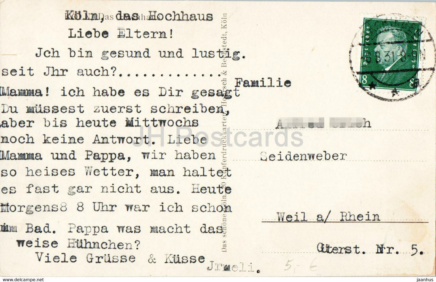 Koln - Cologne - Das Hochhaus - old postcard - 1931 - Germany - used