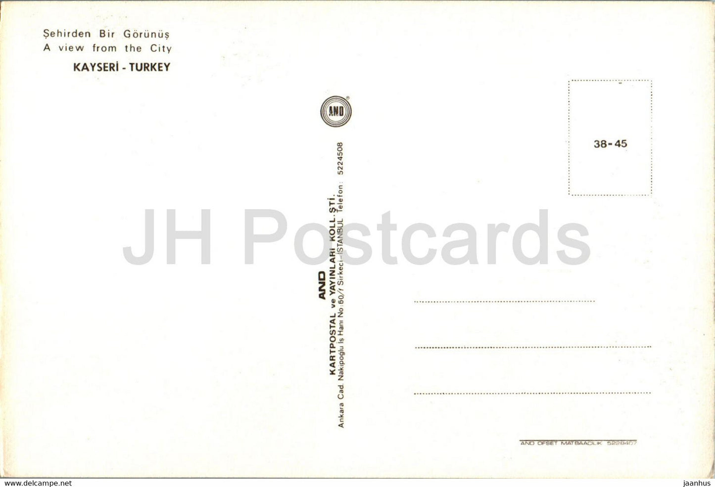 Kayseri - A view from the City - 38-45 - Turkey - unused