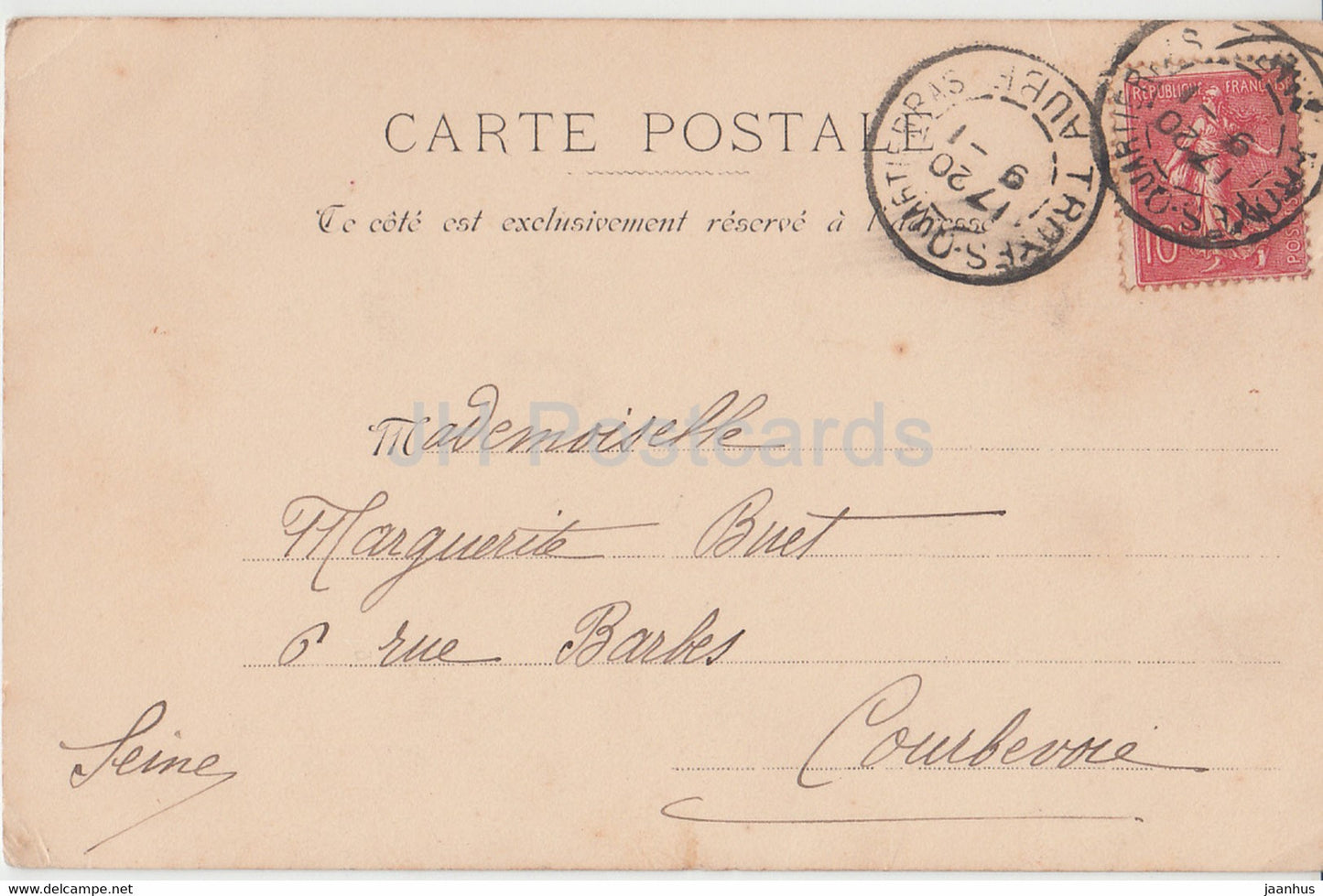 red rose - flowers - illustration - old postcard - 1907 - France - used