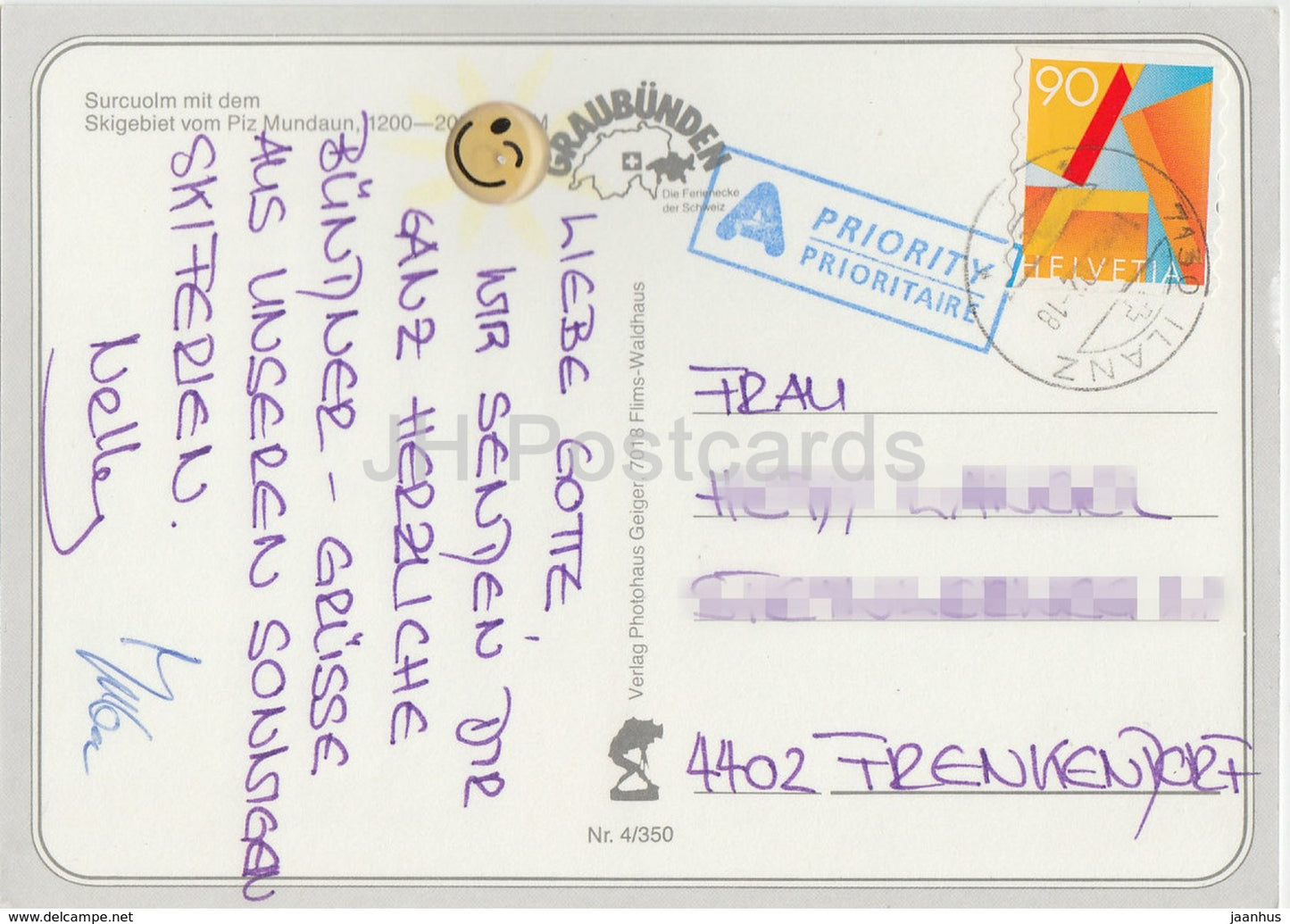 Gruss aus Piz Mundaun - Surcuolm - Skigebiet - ski resort - skiing - Switzerland - used