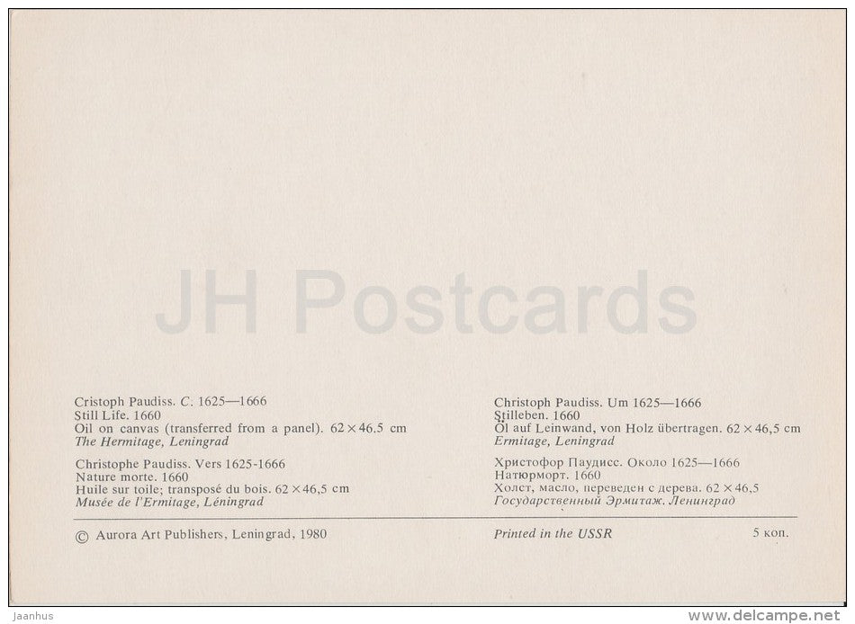 painting by Christoph Paudiss - Still Life , 1660 - onion - German art - 1980 - Russia USSR - unused - JH Postcards
