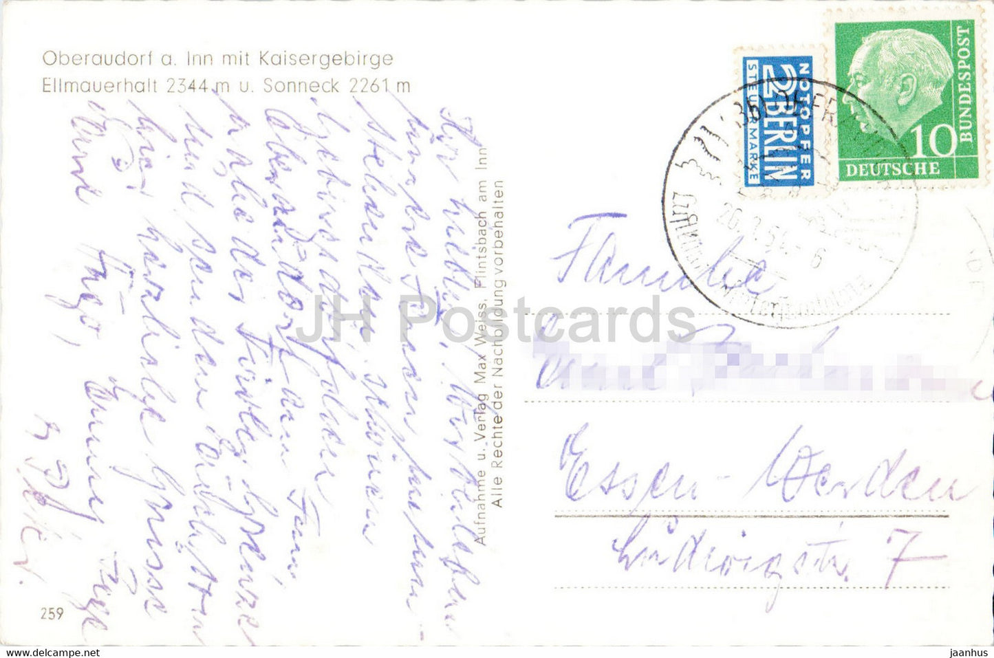 Oberaudorf mit Kaisergebirge - old postcard - 1954 - Germany - used