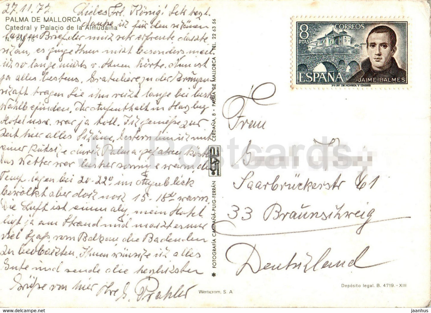 Palma de Mallorca - Catedral y Palacio de la Almudaina - car - cathedral - 1977 - Spain - used