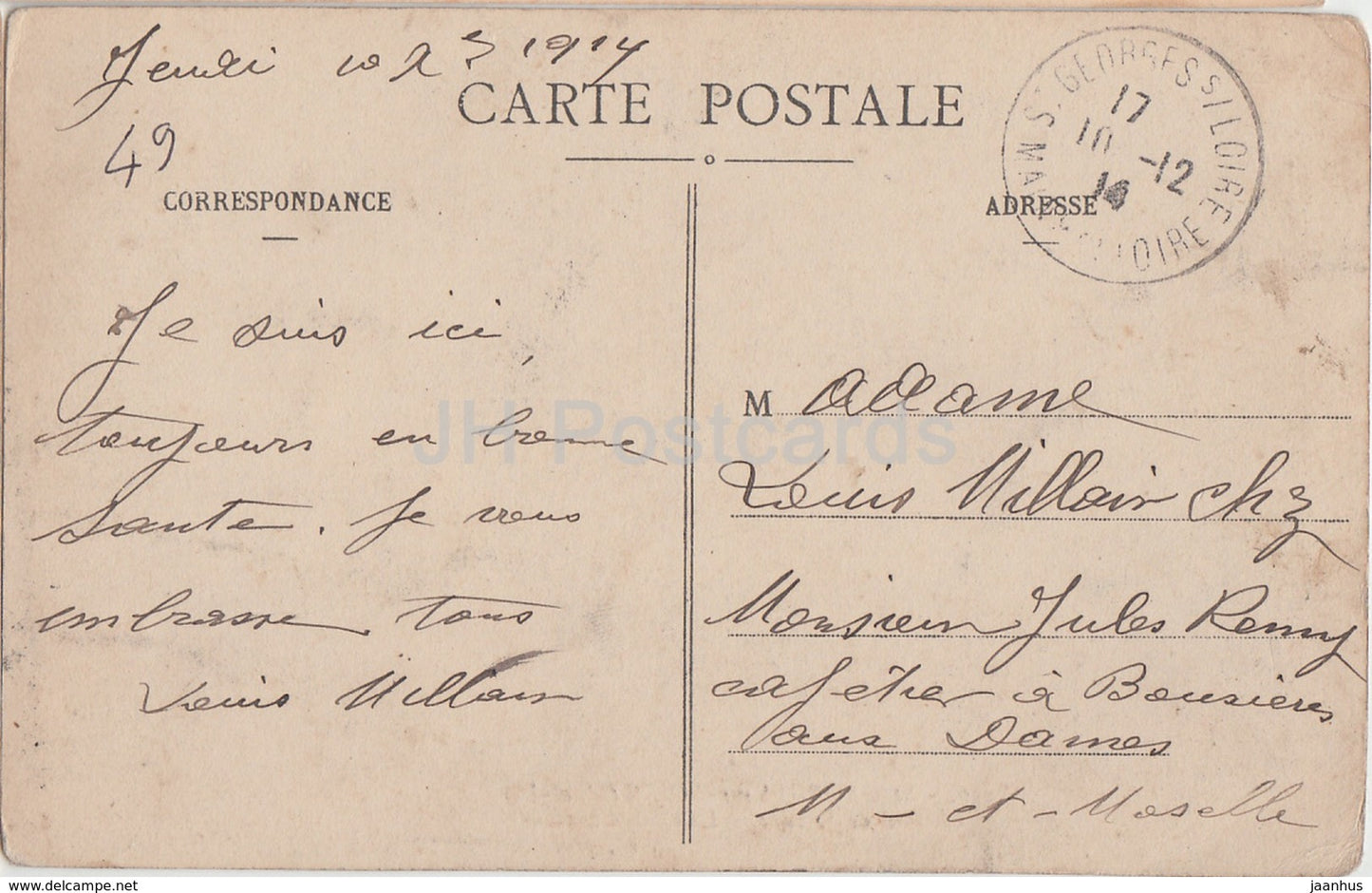 St Georges sur Loire - Chateau de Serrant - La Cour d'honneur - castle - old postcard - 1914 - France - used