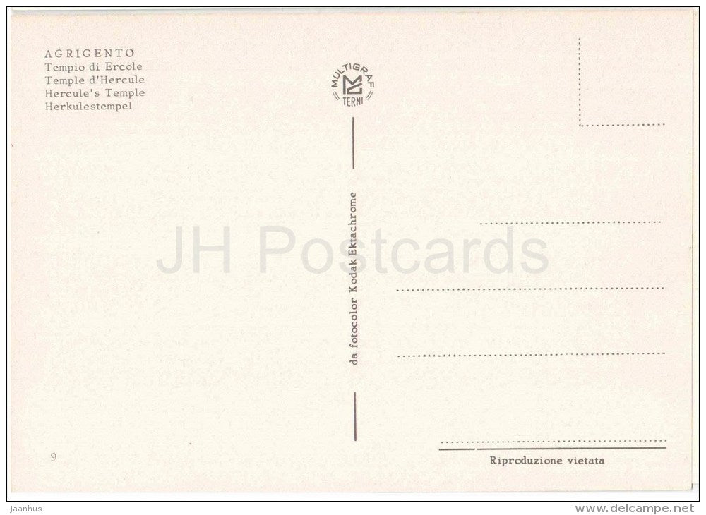 Tempio di Ercole - Hercule`s temple - Agrigento - Sicilia - 9 - Italia - Italy - unused - JH Postcards