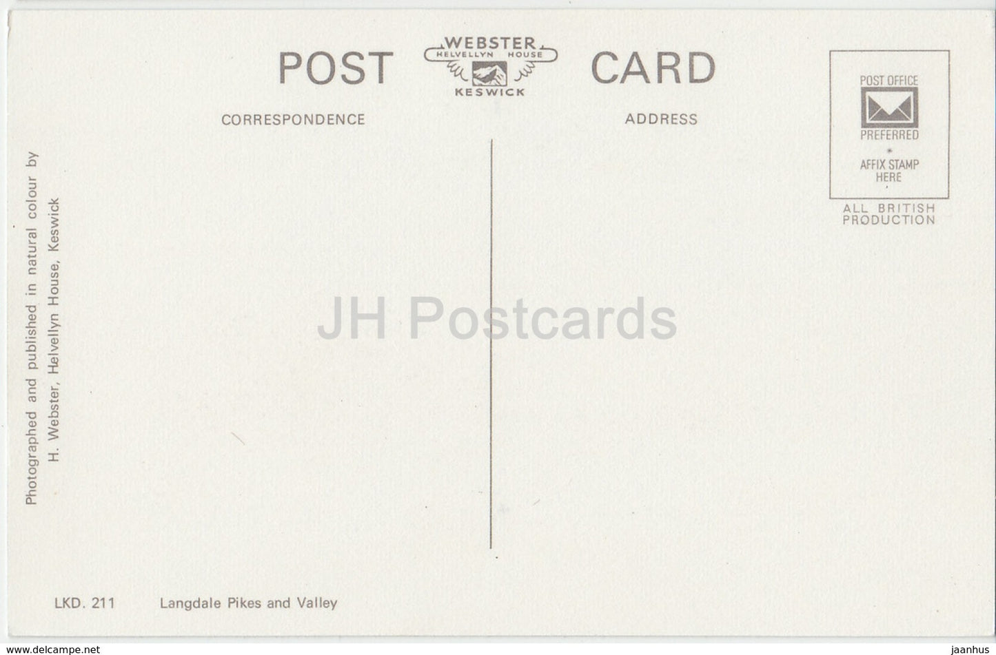 Langdale Pikes and Valley - LKD 211 - United Kingdom - England - unused