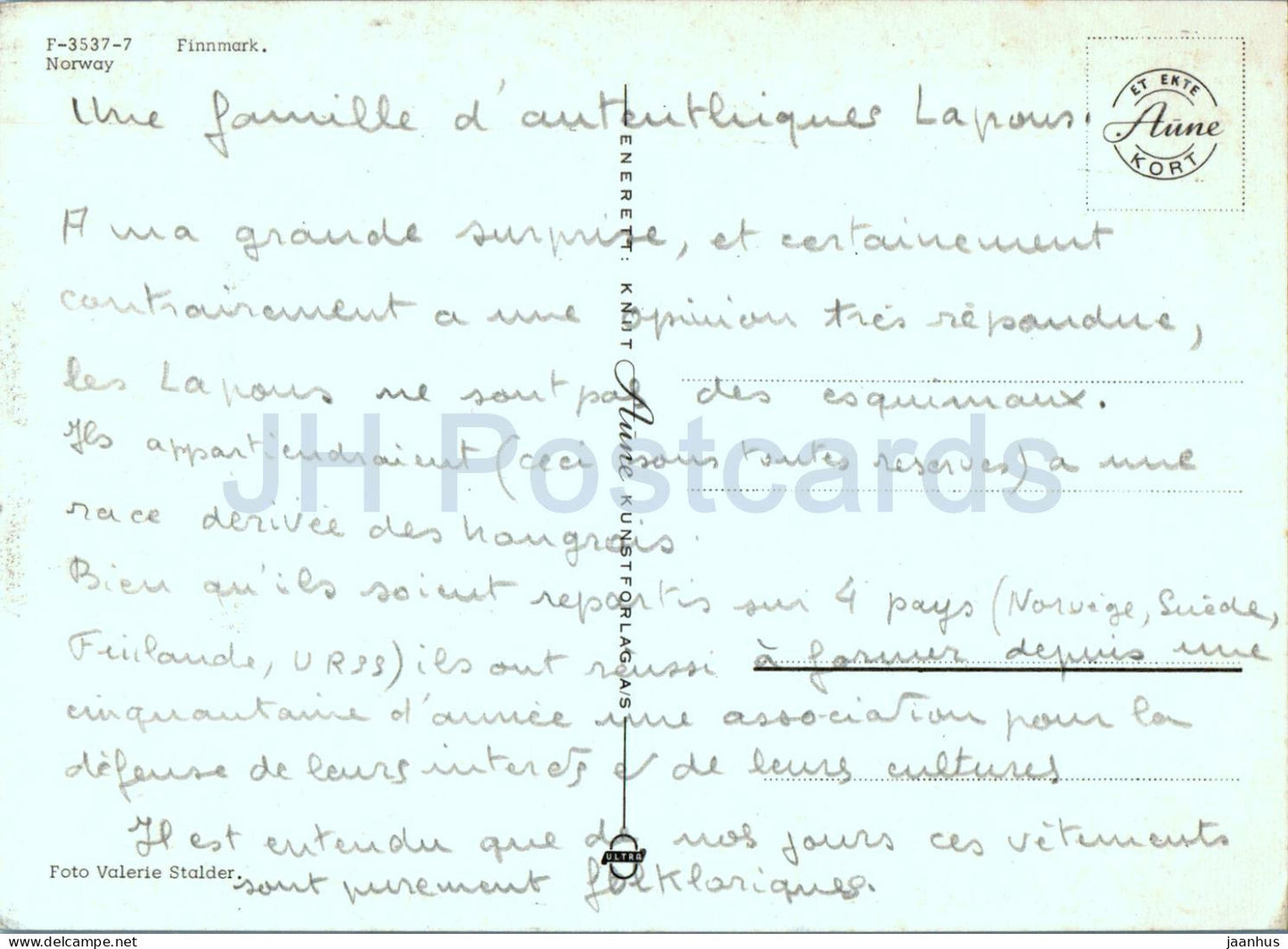 Finnmark - Lapons - costume folklorique - 3537 - Norvège - utilisé