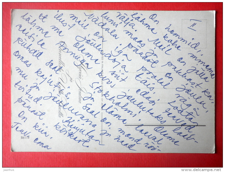 Christmas Greeting Card - Santa Claus - balloon - 861/8 - Finland - circulated in Finland - JH Postcards