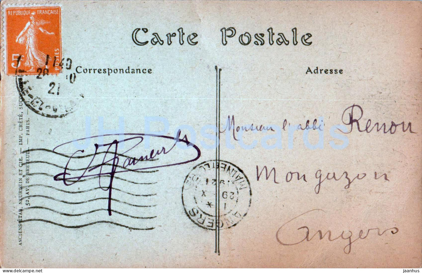 Rennes - Intérieur de l'Eglise Saint Sauveur - église - 72 - carte postale ancienne - 1921 - France - utilisé