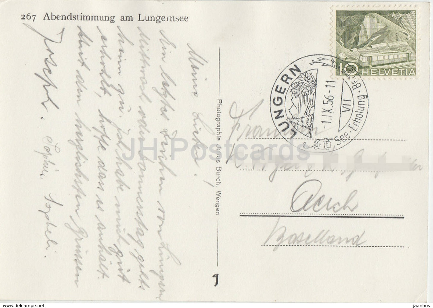 Abendstimmung am Lungernsee - 267 - 1956 - Switzerland - used