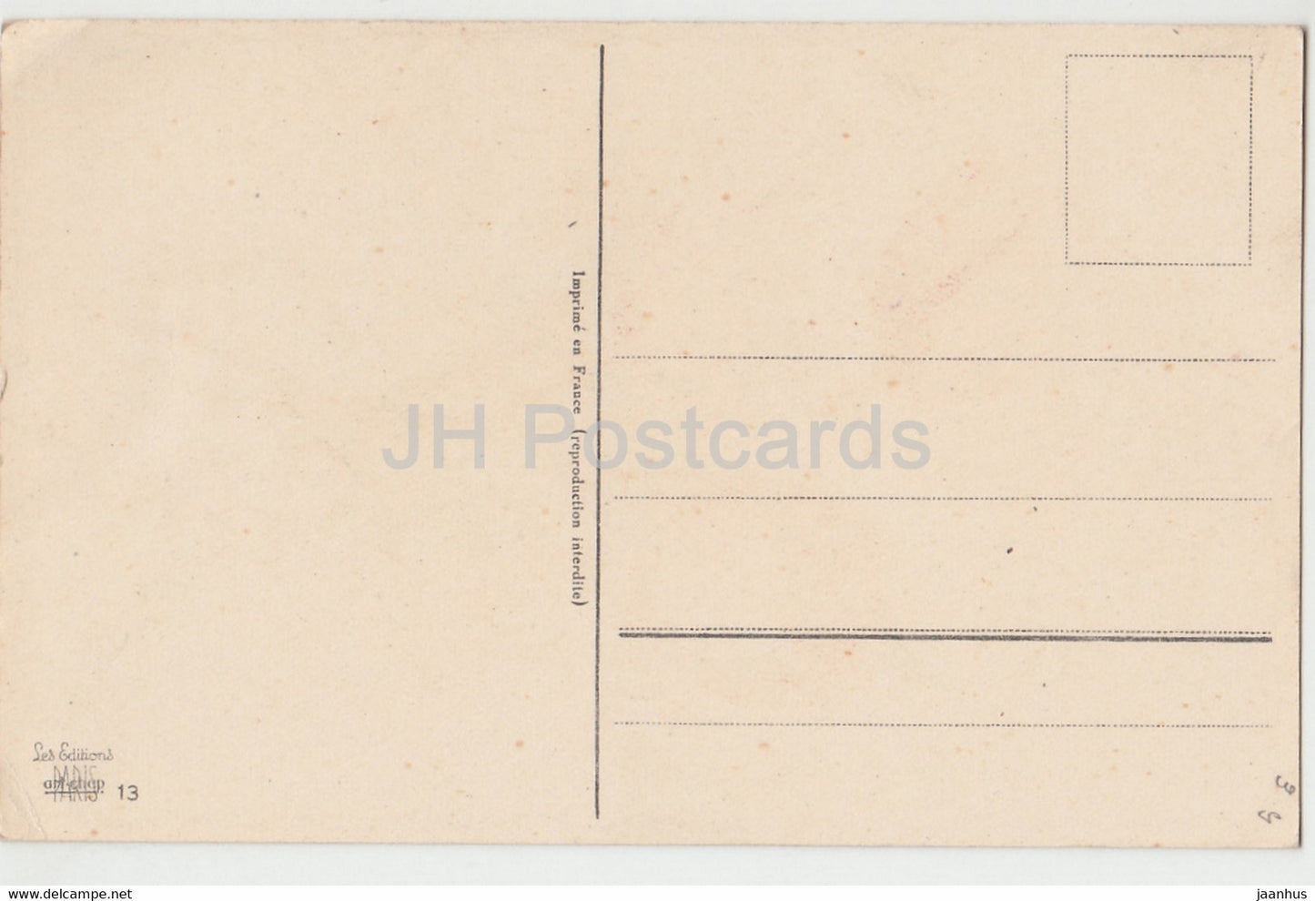 flowers - red tulip - 13 - illustration - old postcard - France - unused