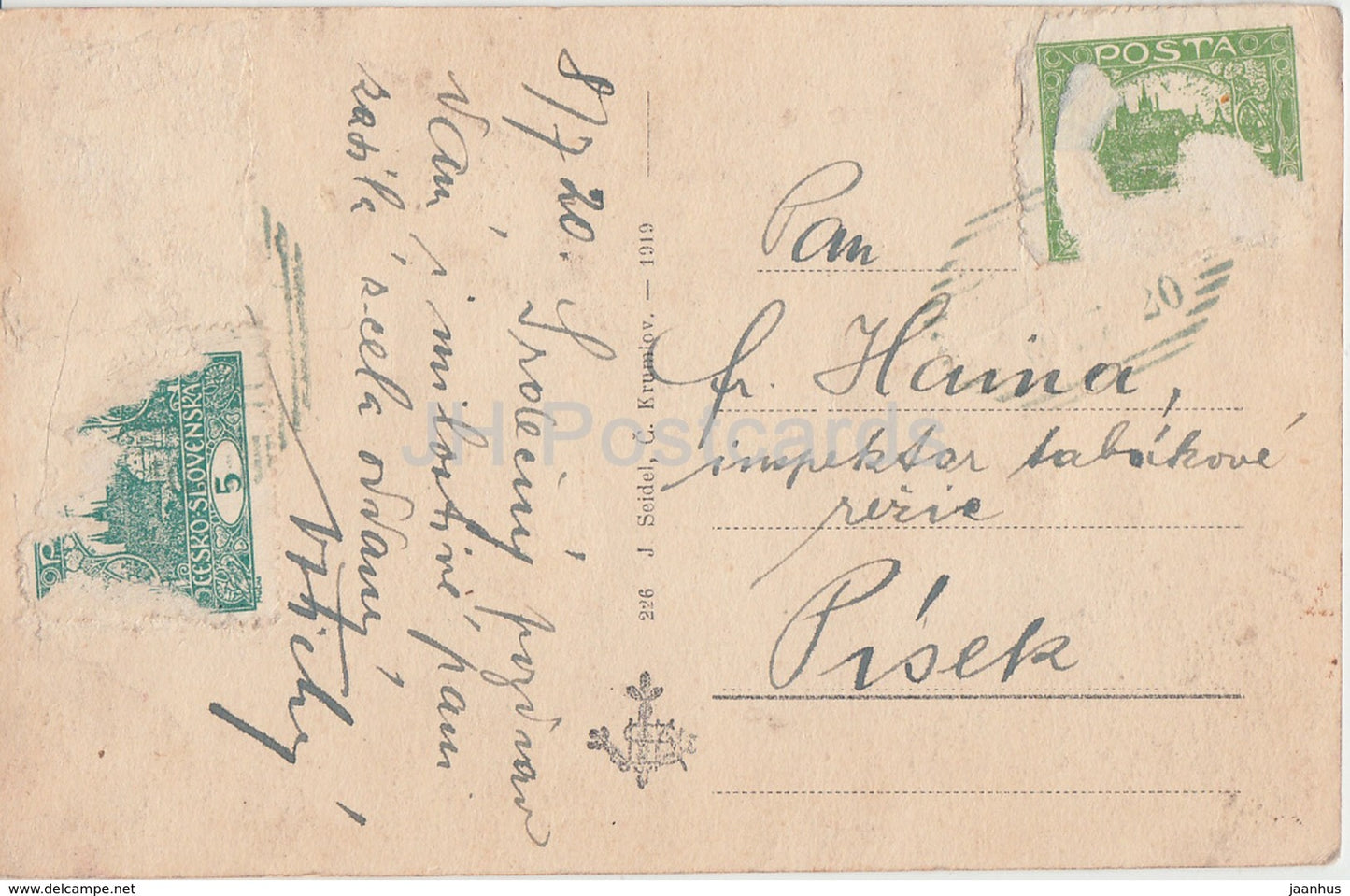 Plockensteinske jezero - lake - old postcard - 1920 - Czech Republic - used