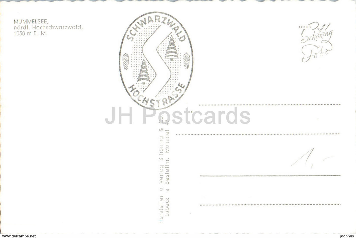 Mummelsee nordl Hochschwarzwald 1030 m - old postcard - Germany - unused