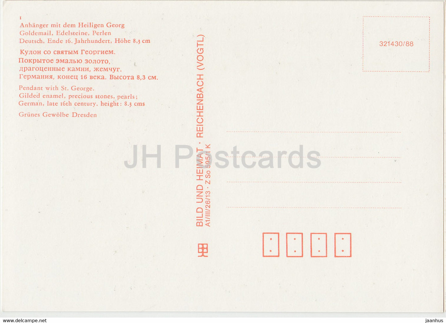 Anhanger mit dem Heiligen Georg - Pendant with St George - horse - Grunes Gewolbe - DDR Germany - unused