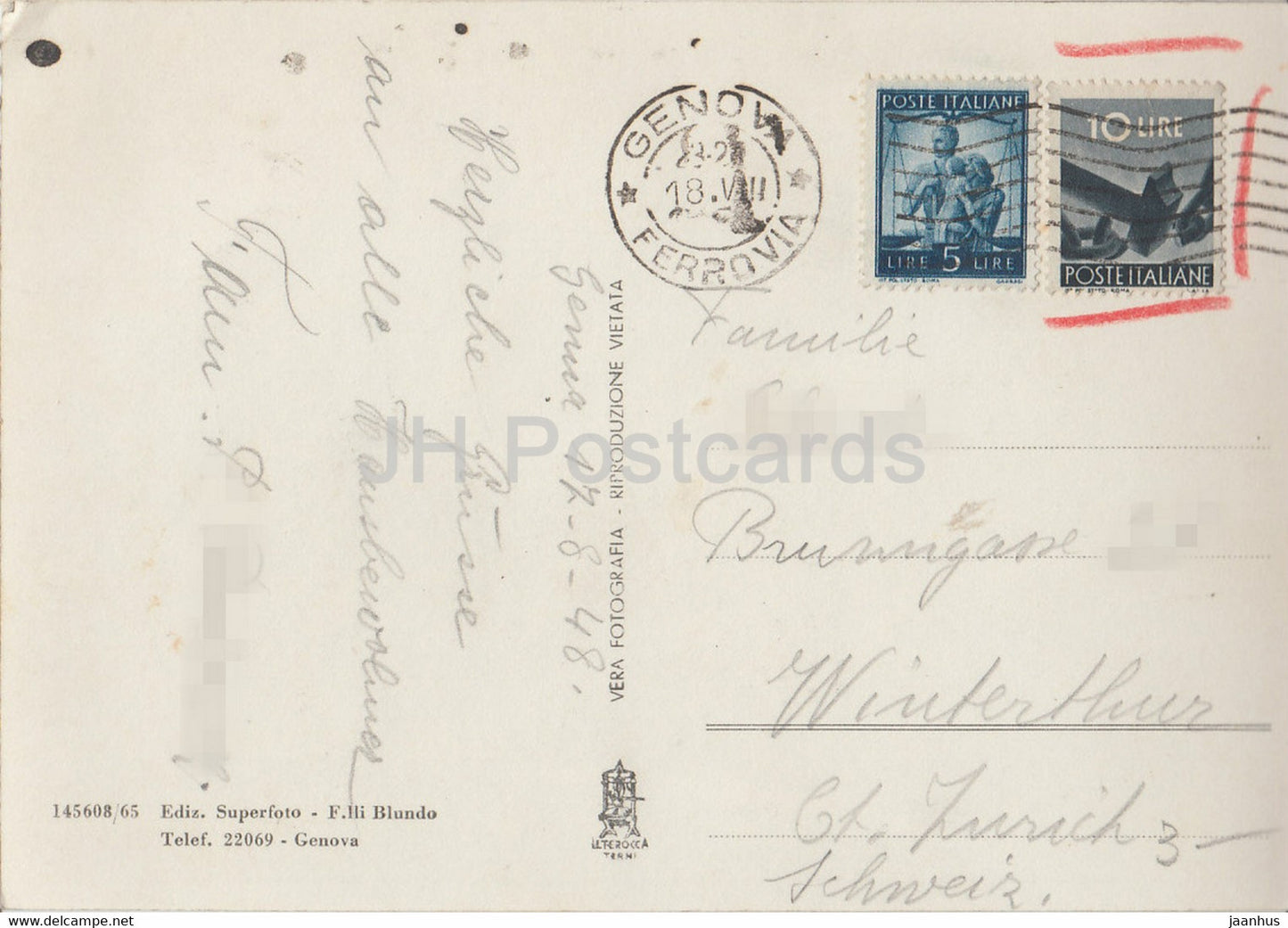 Genova - Genoa - panorama - old postcard - 1948 - Italy - used