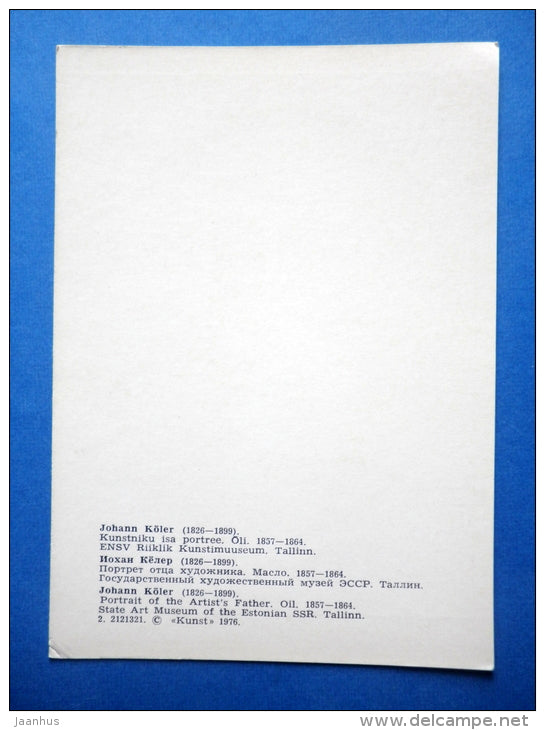 painting by J. Köler - Portret of the Artists Father , 1857-1864 - estonian art - unused - JH Postcards