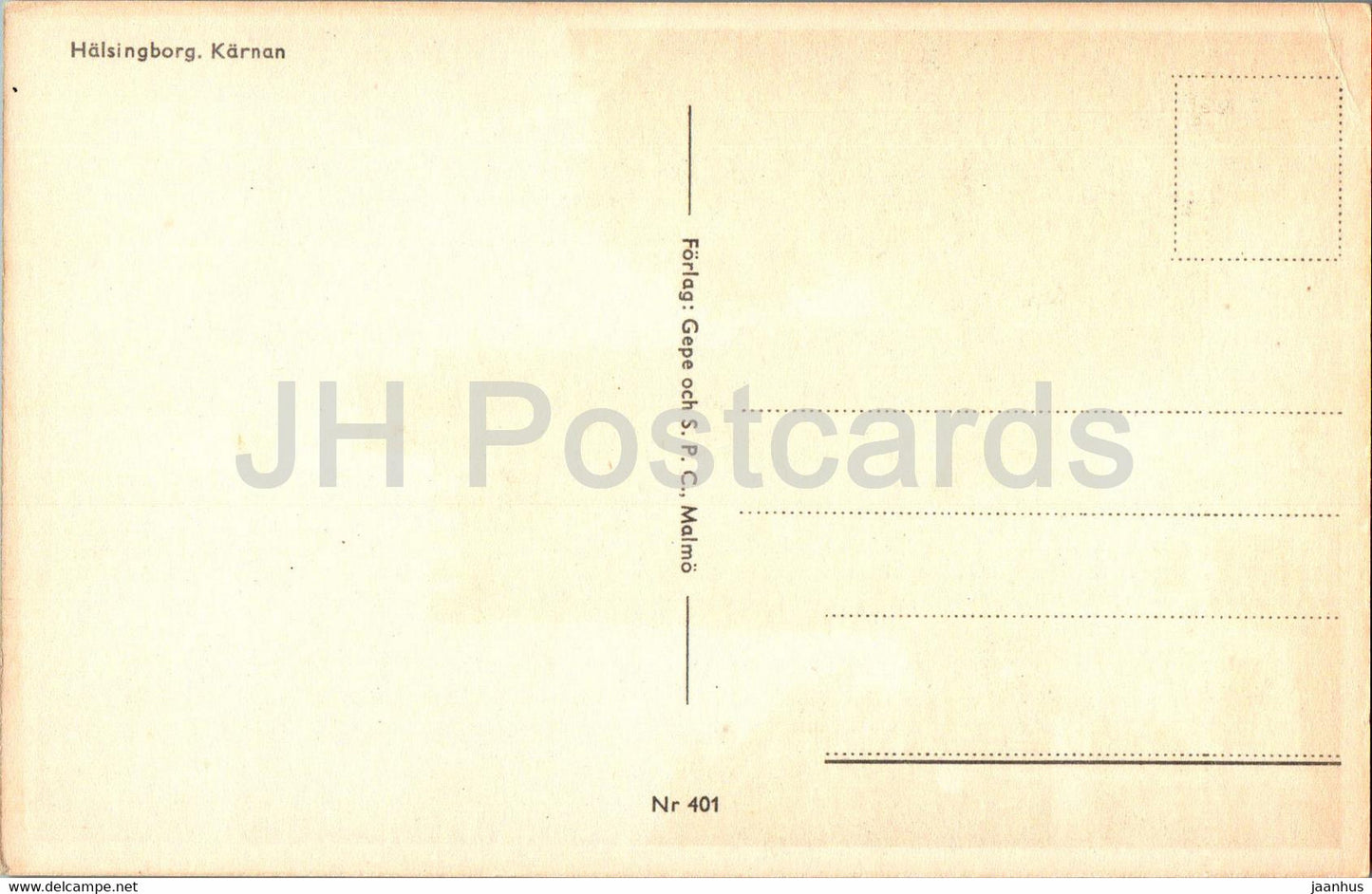 Helsingborg - Halsingborg - Karnan - carte postale ancienne - 401 - Suède - inutilisée