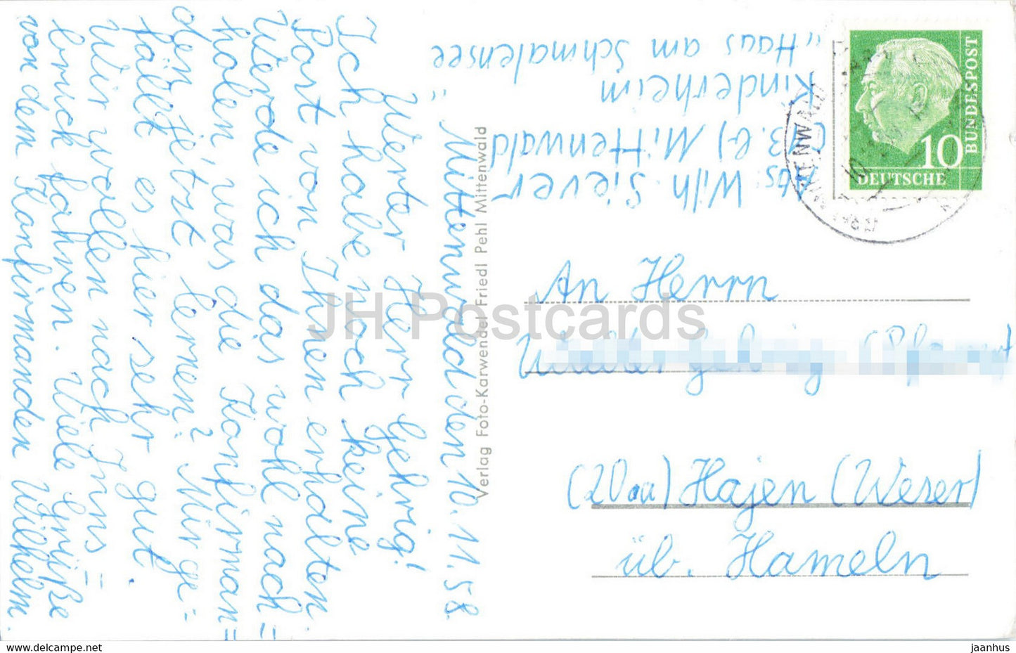 Wasserfall - Partnachklamm - carte postale ancienne - 1958 - Allemagne - utilisé