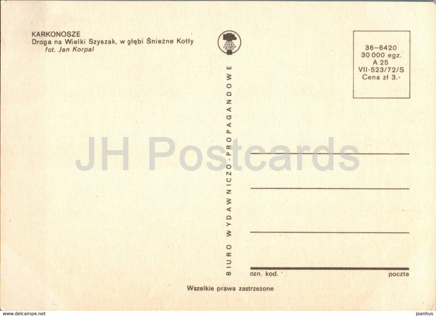 Karkonosze - Droga na Wielki Szyszak - Sniezne Kotly - 1 - Poland - unused
