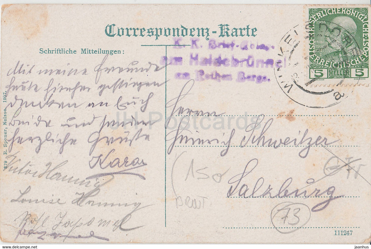 Altvatergebirge - Haidebrunnel 1333 m - Hruby Jesenik - alte Postkarte - 1909 - Tschechien - gebraucht