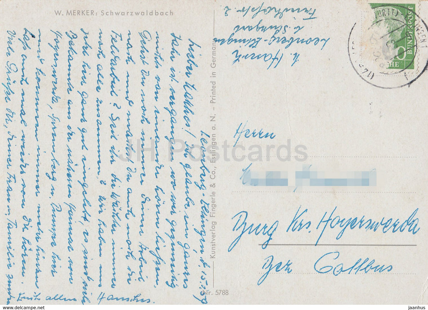 illustration by W. Merker - Schwarzwaldbach - 1959 - Germany - used