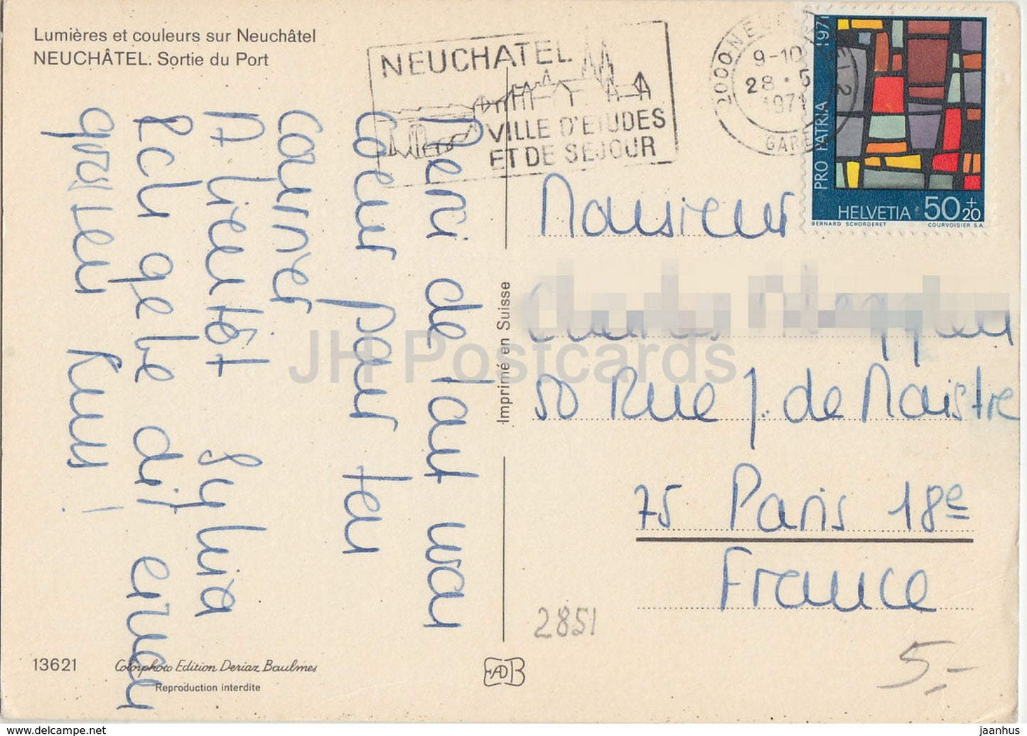 Neuchâtel - Sortie du Port - bateau à passagers - 13621 - 1971 - Suisse - occasion