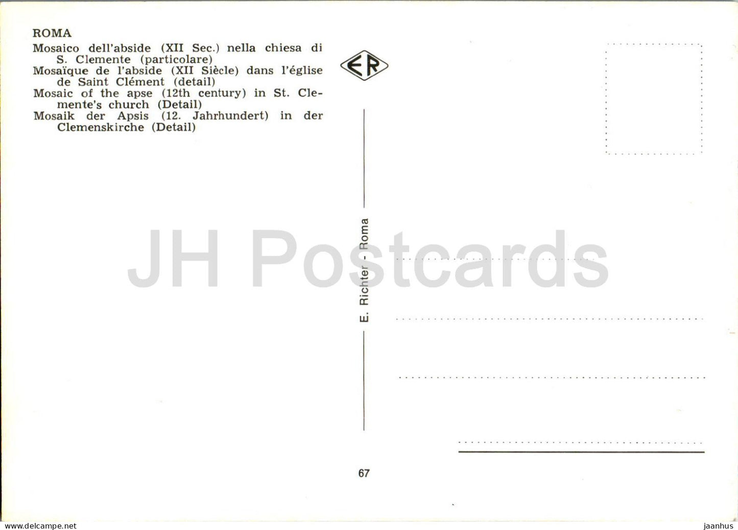 Roma - Rome - Mosaico dell'abside nella chiesa di S Clemente - Mosaïque de l'abside de St Clemente - 67 - Italie - inutilisé