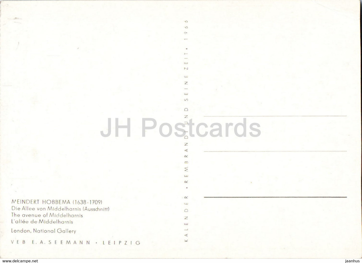 painting by Meindert Hobbema - Die Allee von Middelharnis - The avenue of Middelharnis Dutch art - Germany DDR - unused