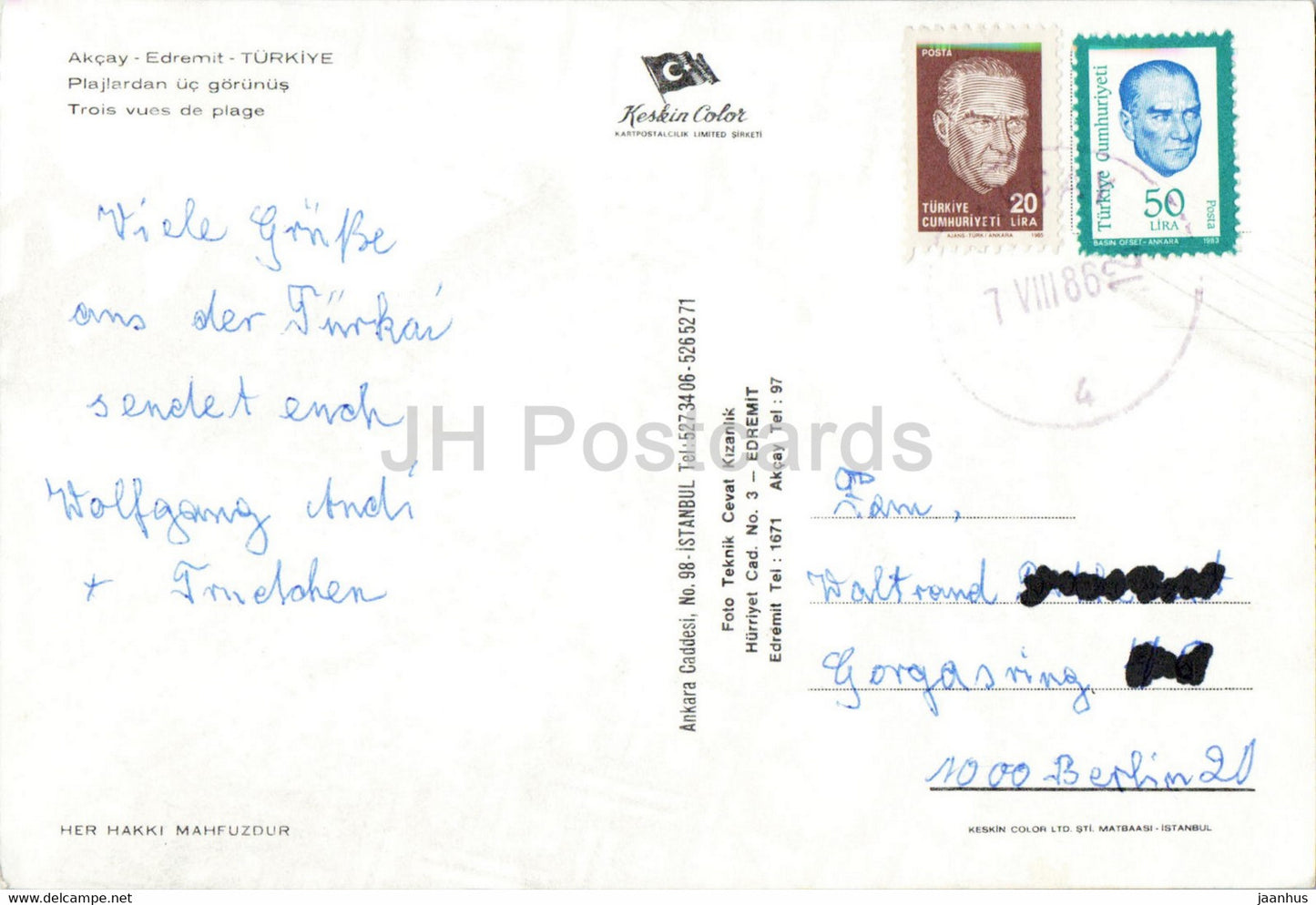 Akcay - beach views - boat - 1986 - Turkey - used