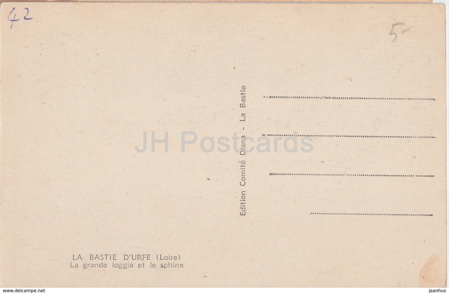 La Bastie d'Urfe - La Grande loggia et le sphinx - old postcard - France - unused