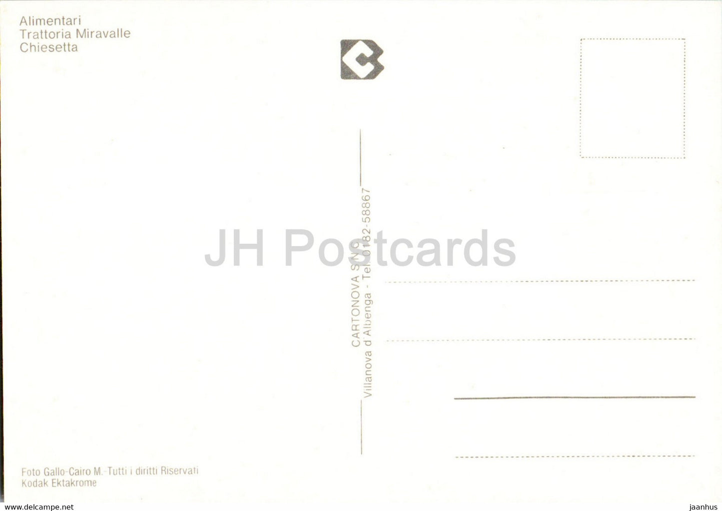 Saluti da Cavanna di Giusvalla - SV - Alimentari - Trattoria Miravalle - Chiesetta - Italy - unused