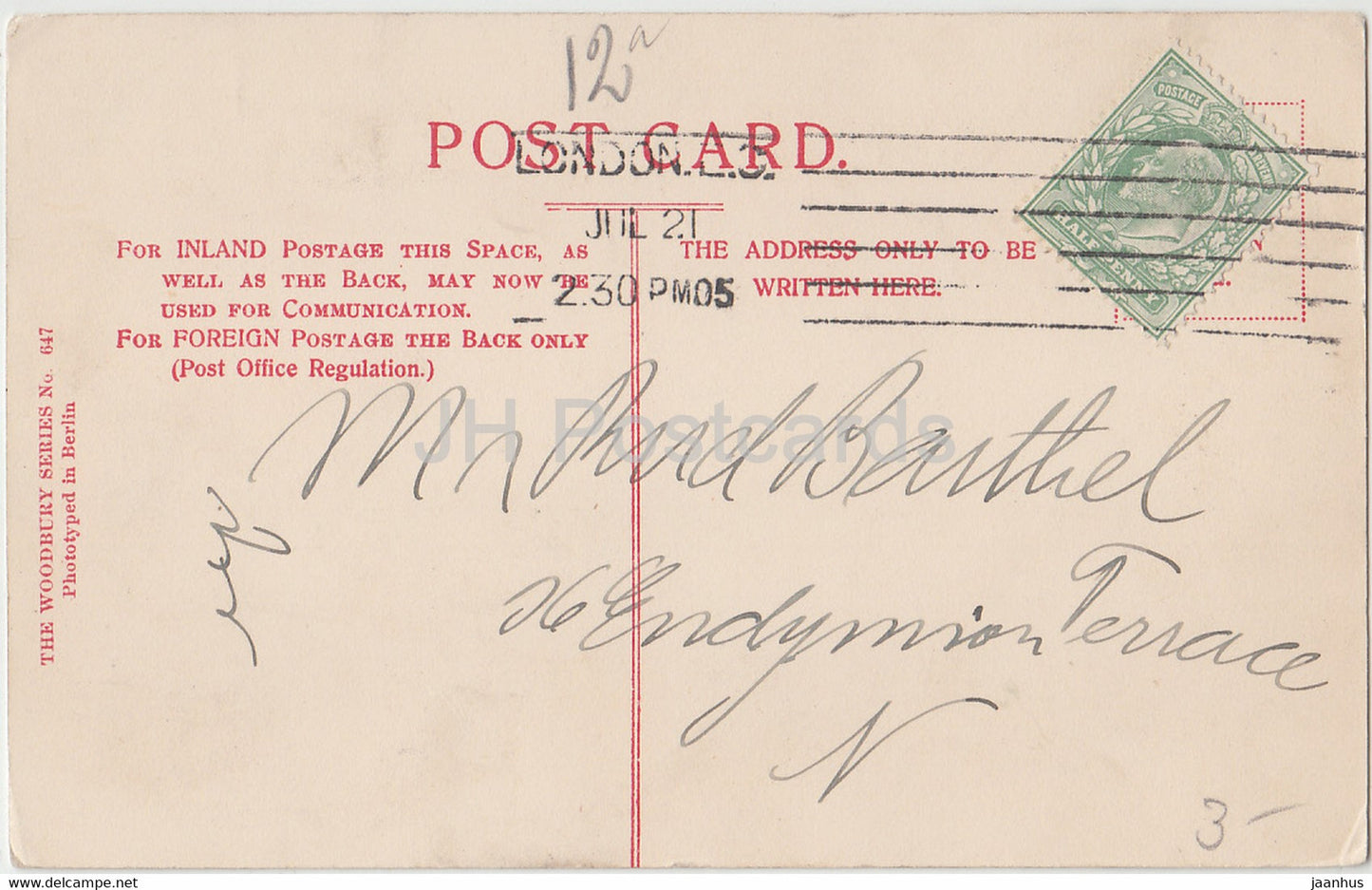 London - The Albert Memorial - Woodbury Series - 647 - old postcard - 1905 - England - United Kingdom - used