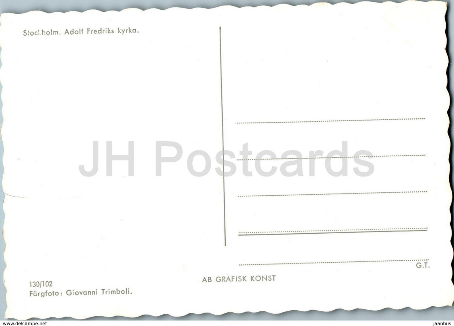 Stockholm - Adolf Fredriks kyrka - church - 130/102 - Sweden - unused