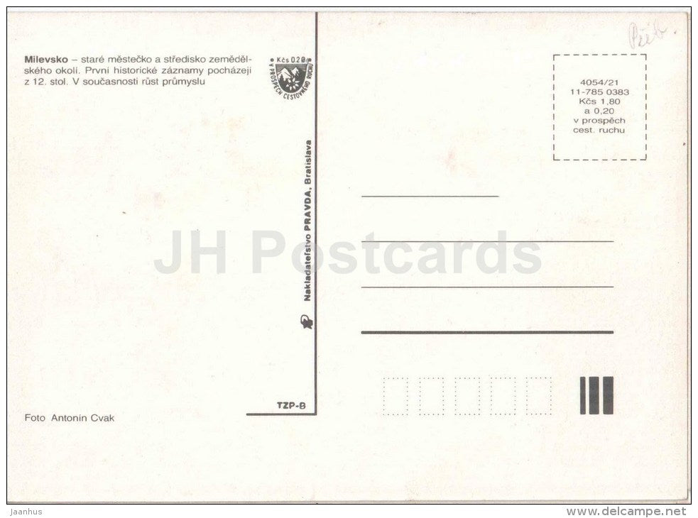 Milevsko - town views- monument - architecture - Czechoslovakia - Czech - unused - JH Postcards