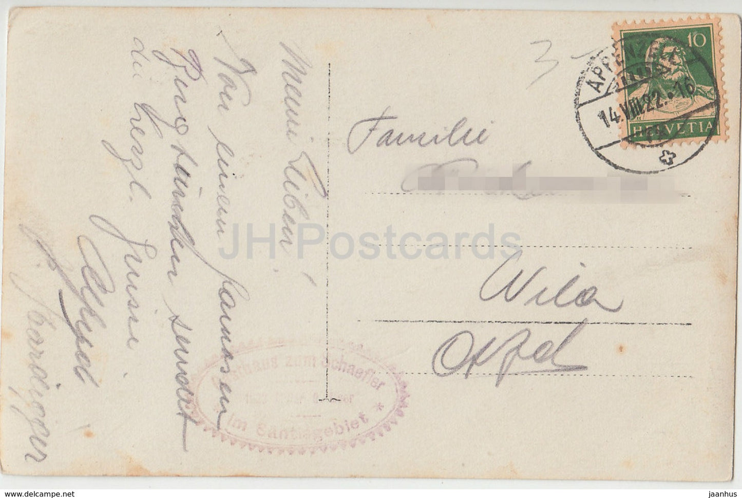 Blick Ebenalp mit Schafler - 2836 - Suisse - 1922 - utilisé