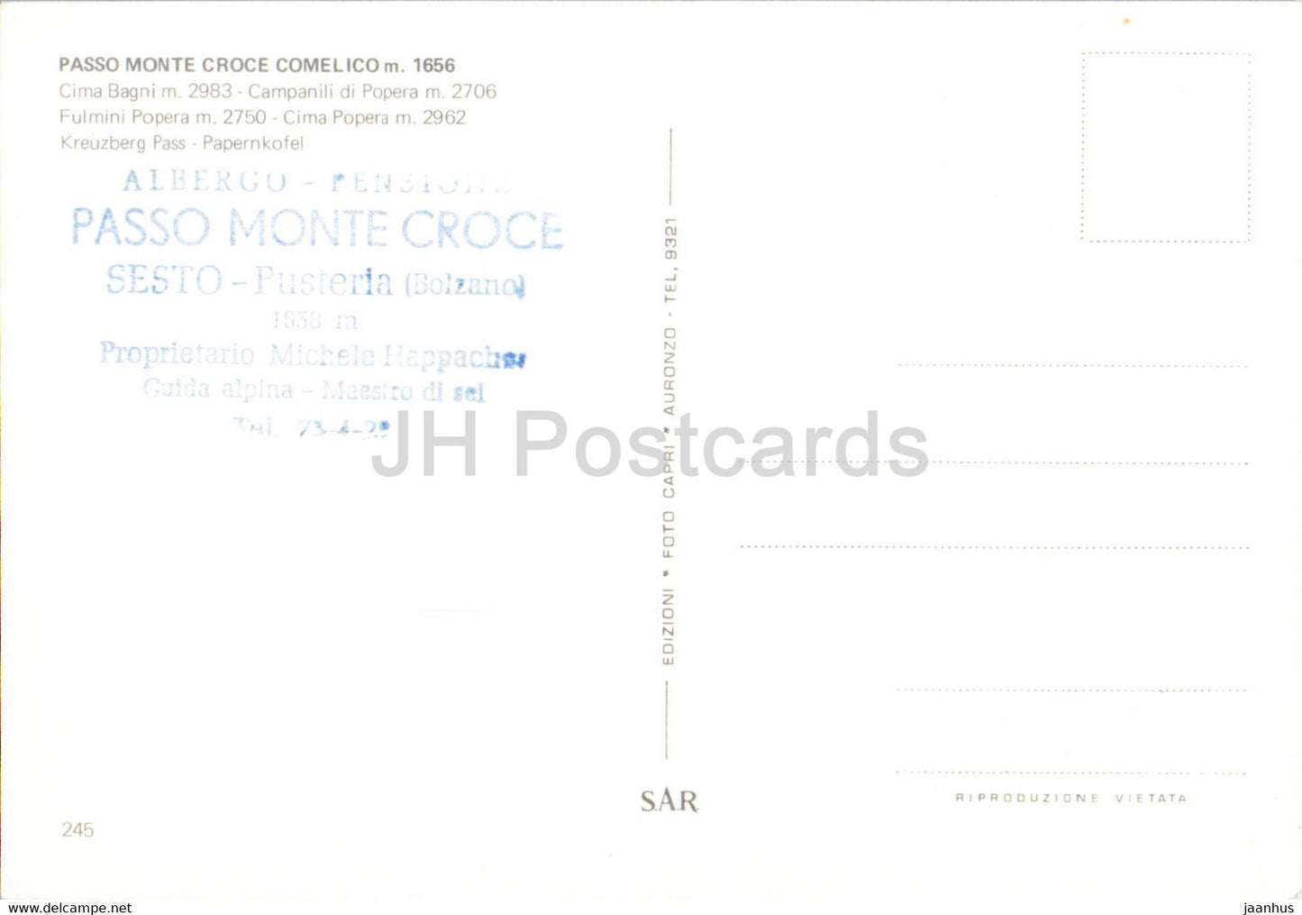 Passo Monte Croce Comelico 1656 m - Cima Bagni - Campanili di Popera - Fulmini Popera - Italy - unused