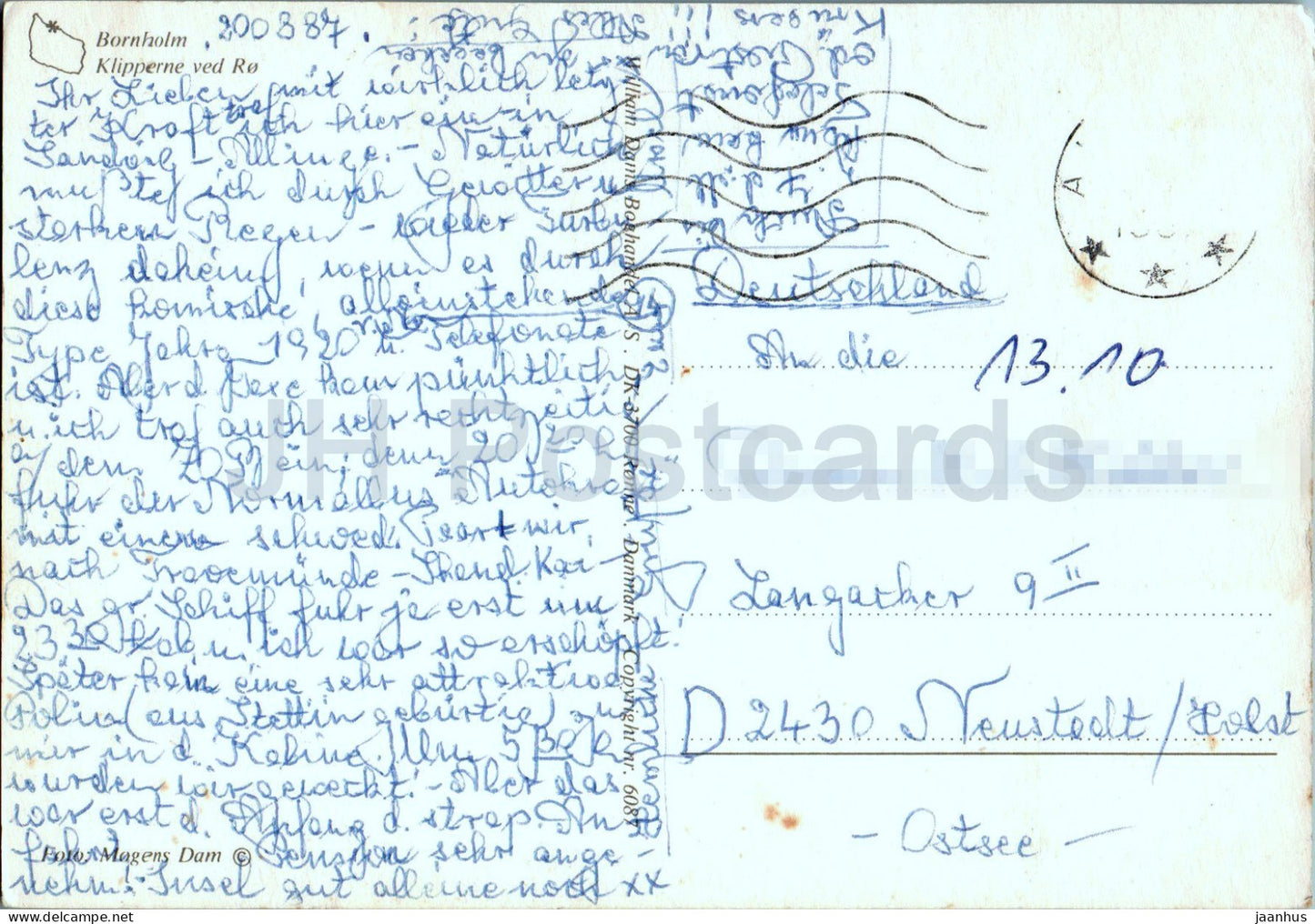 Bornholm - Klipperne ved Ro - Die Felsen bei Ro - Boot - 6087 - 1987 - Dänemark - gebraucht