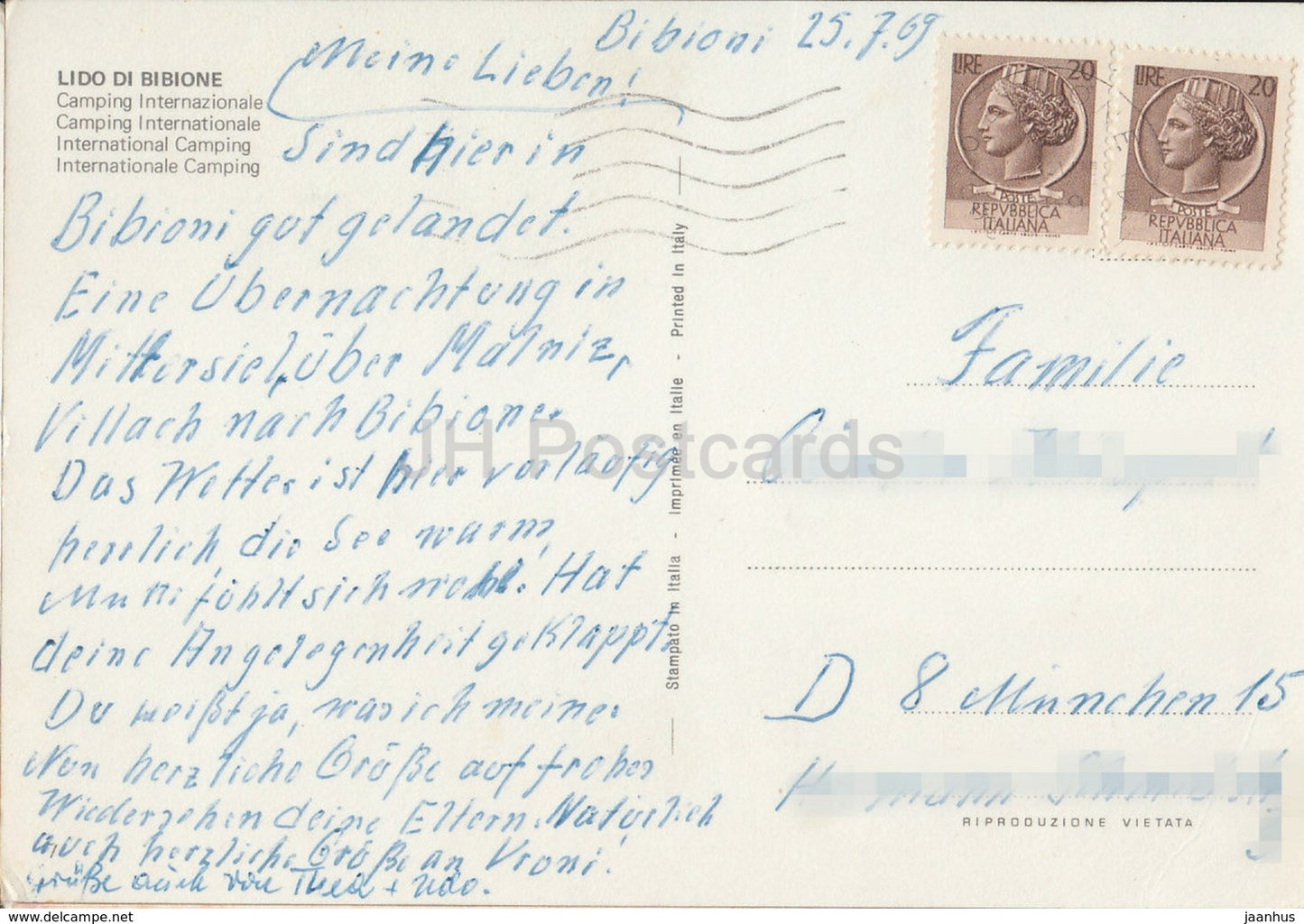 Lido di Bibione - Camping Internationale - International Camping - Italy - 1969 - used