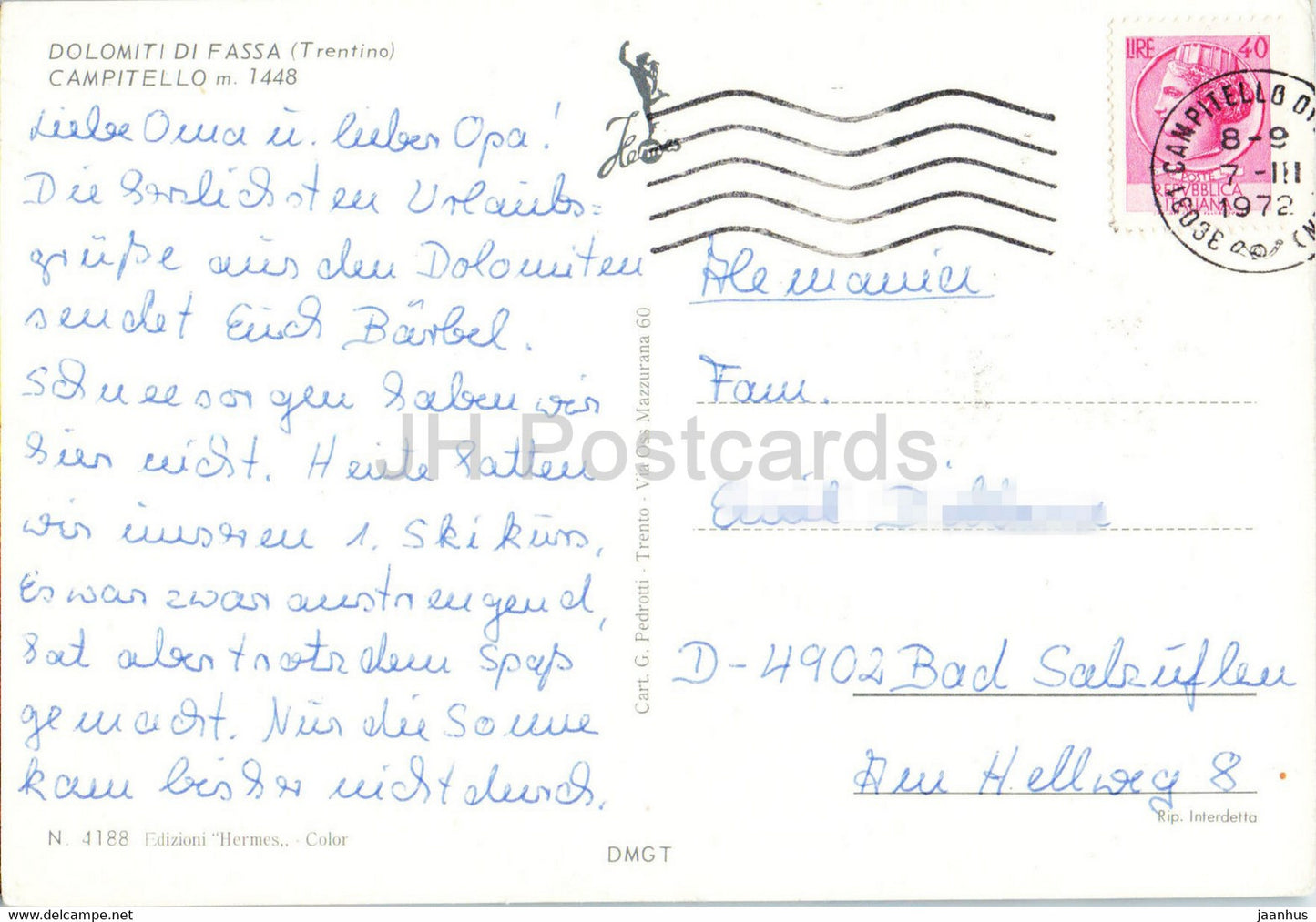 Dolomiti di Fassa - Campitello - 1972 - Italy - used