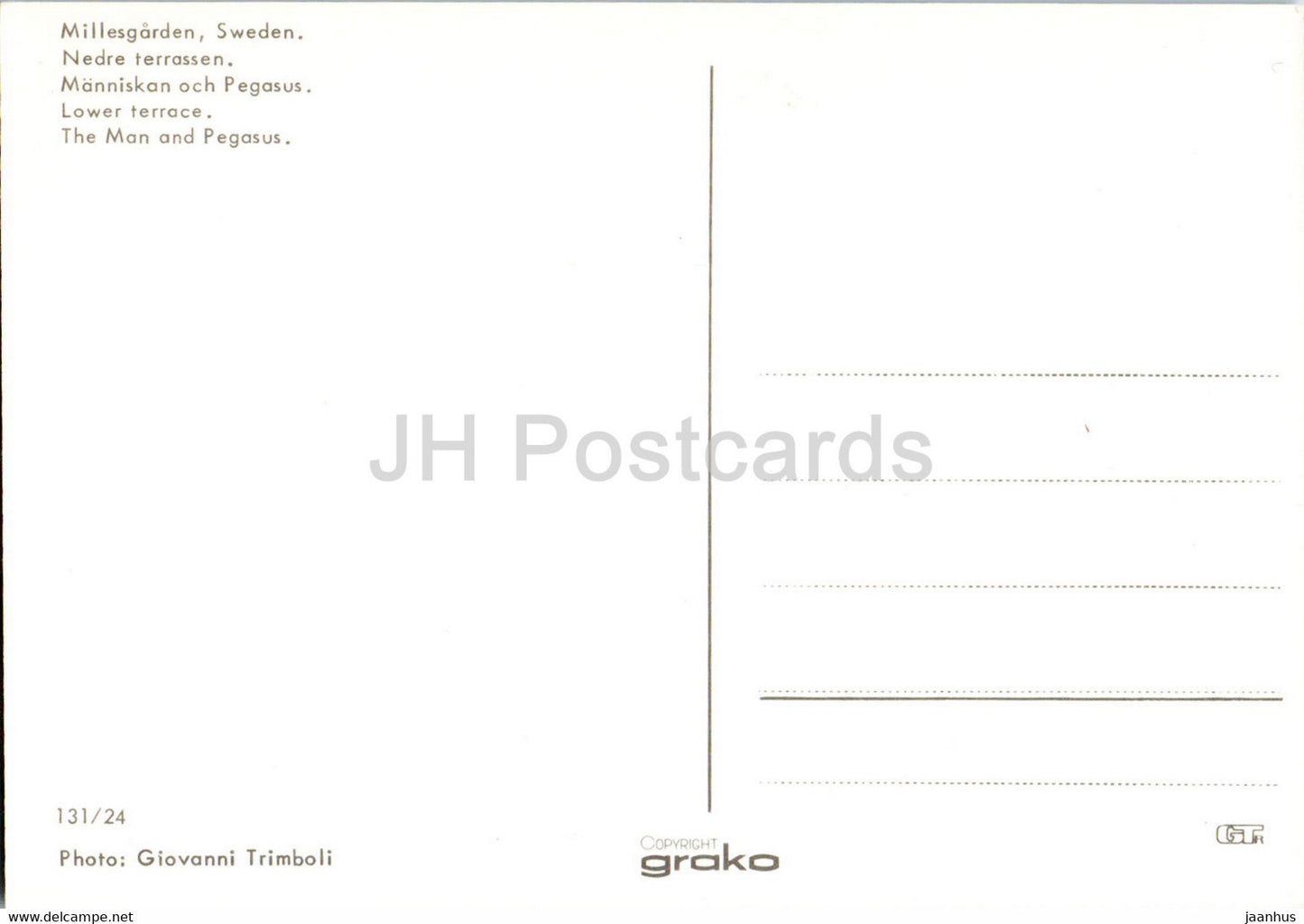 Millesgarden – Der Mann und Pegasus – Untere Terrasse – Schweden – unbenutzt