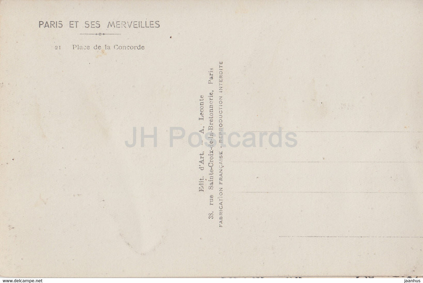 Paris et ses Merveilles - Place de la Concorde - old postcard - France - unused