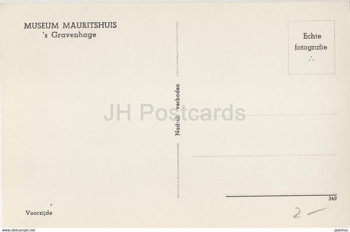 Musée Mauritshuis - Gravenhage - carte postale ancienne - Pays-Bas - inutilisée