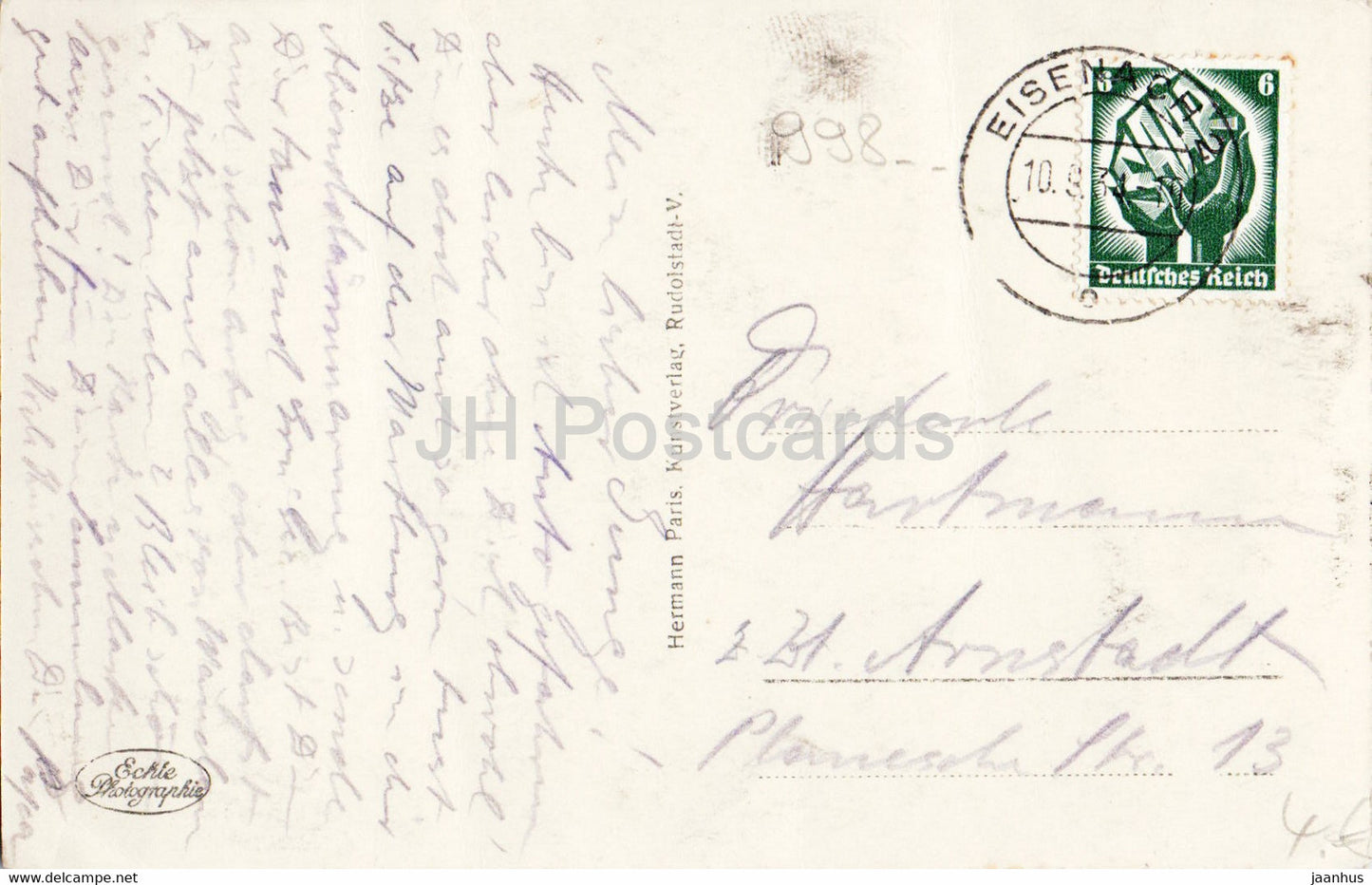 Eisenach - Wartburg SW - carte postale ancienne - 1934 - Allemagne - utilisé