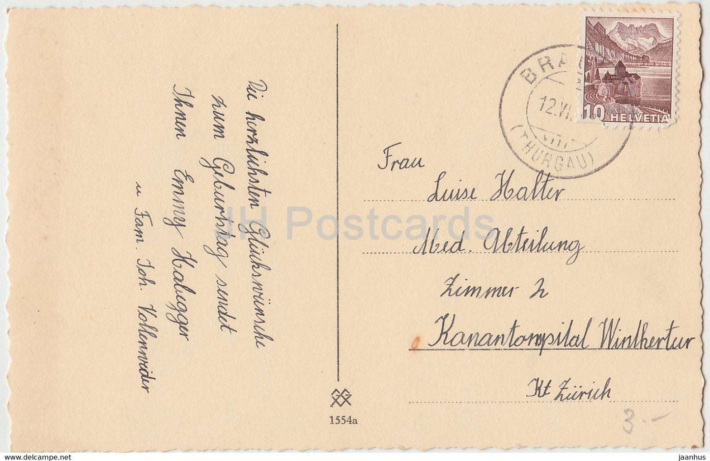 Geburtstagsgrußkarte - Innige Glückwünsche zum Geburtstage - Mädchen - 1554 a - alte Postkarte - Deutschland - gebraucht