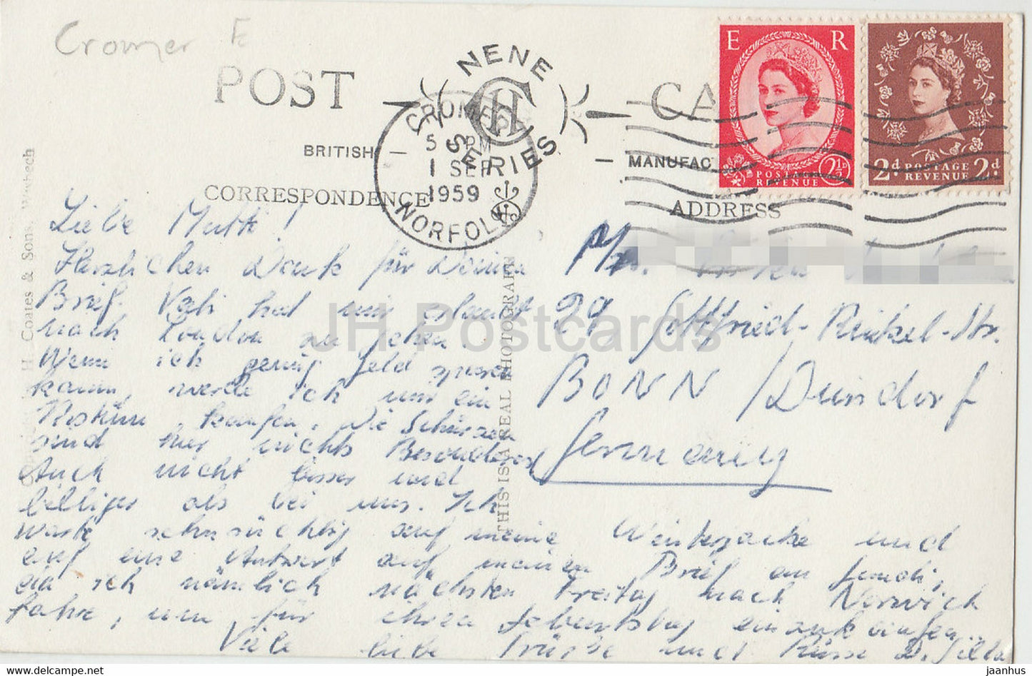 Cromer from East Cliff - 6870 - old postcard - 1959 - United Kingdom - England - used