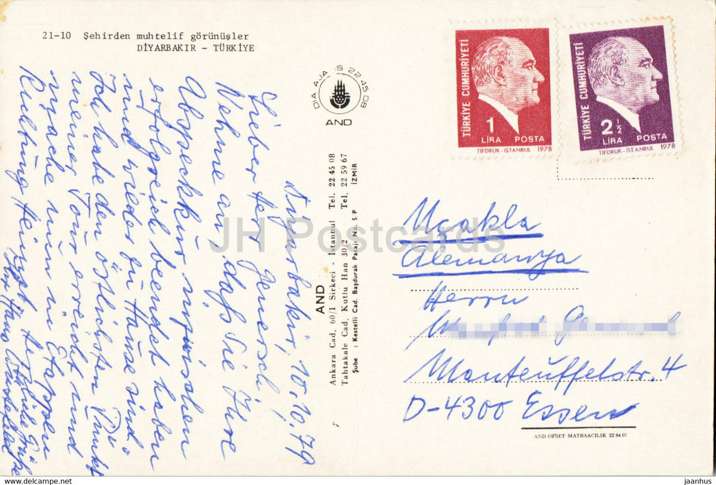 Diyarbakir - diverses vues de la ville - monument - voiture - ET - 1979 - Turquie - occasion