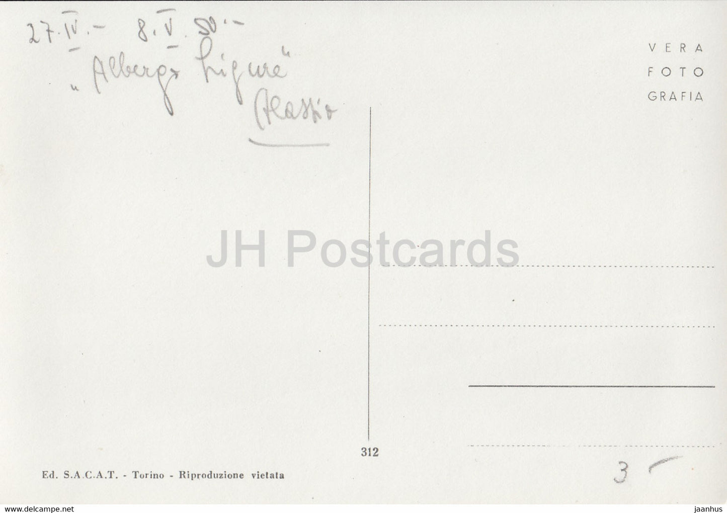 Alassio - Riviera dei Fiori - Panorama e Isola Gallinara - carte postale ancienne - 1950 - Italie - utilisé