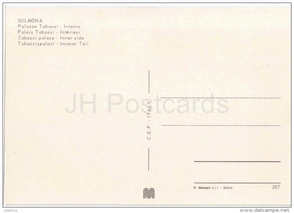 Palazzo Tabassi , interno - Sulmona - Abruzzo - 207 - Italia - Italy - unused - JH Postcards